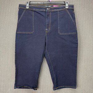 Faith Jeans Womens Size 16 Blue Straight Leg Denim Capri Pants Dark Wash